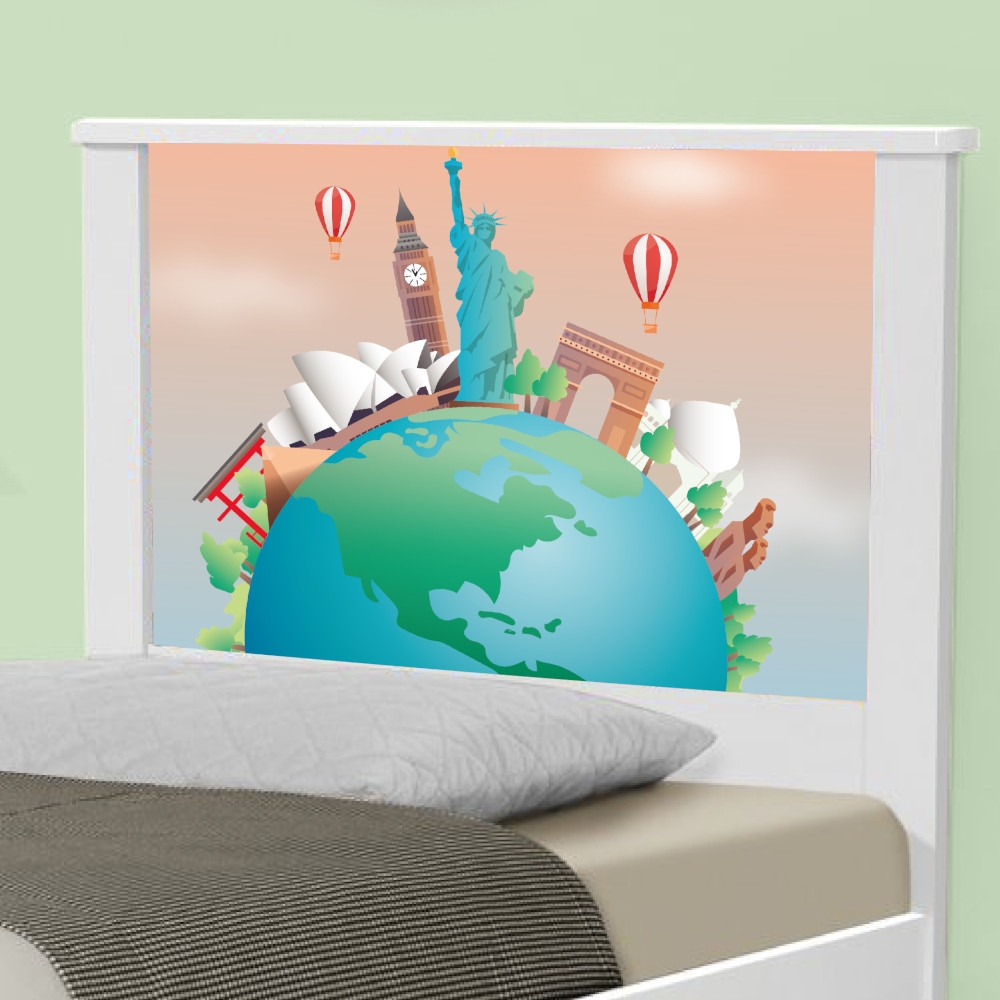 Cama Solteiro Adesivada Volta ao Mundo com Colchão