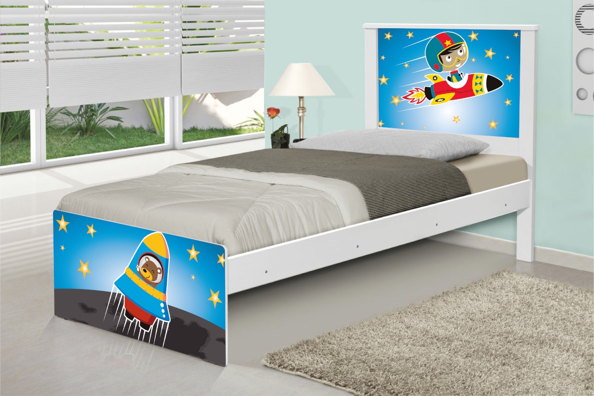 Cama Solteiro Astronauta com Colchão