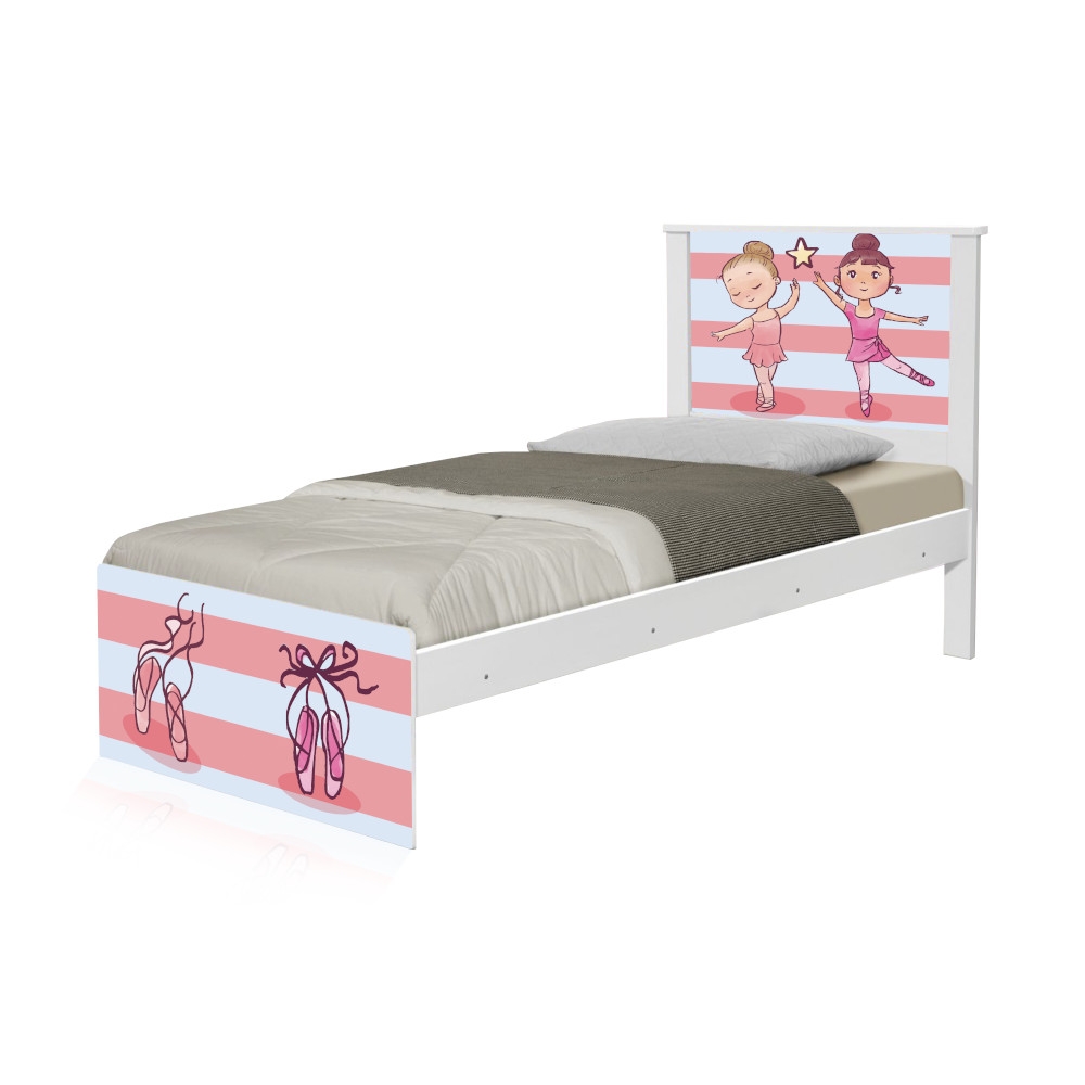 Cama Solteiro Bailarinas com Colchão