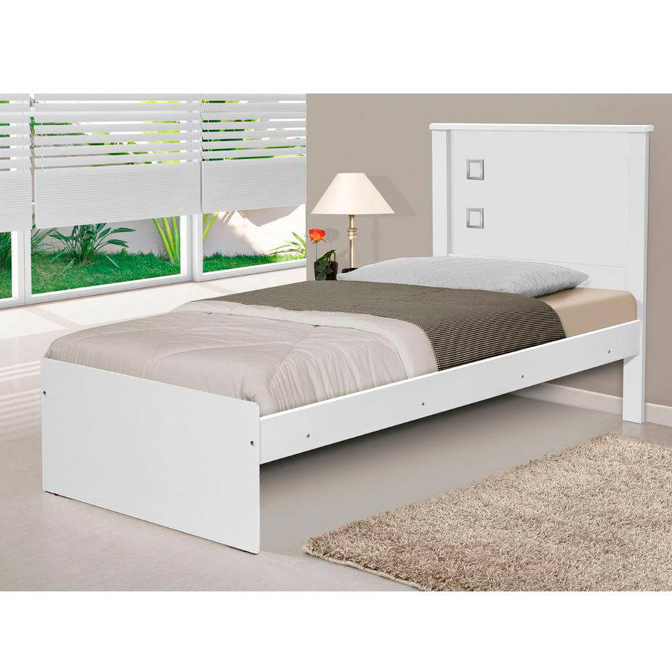 Cama Solteiro Barcelona Flex Branca e Preta