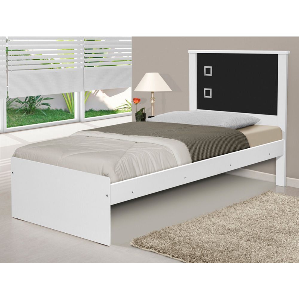 Cama Solteiro Barcelona Flex Branco/ Preto - Tebarrot