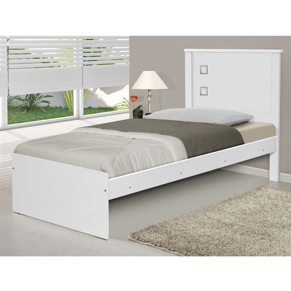 Cama Solteiro Barcelona Flex Branco/ Preto - Tebarrot