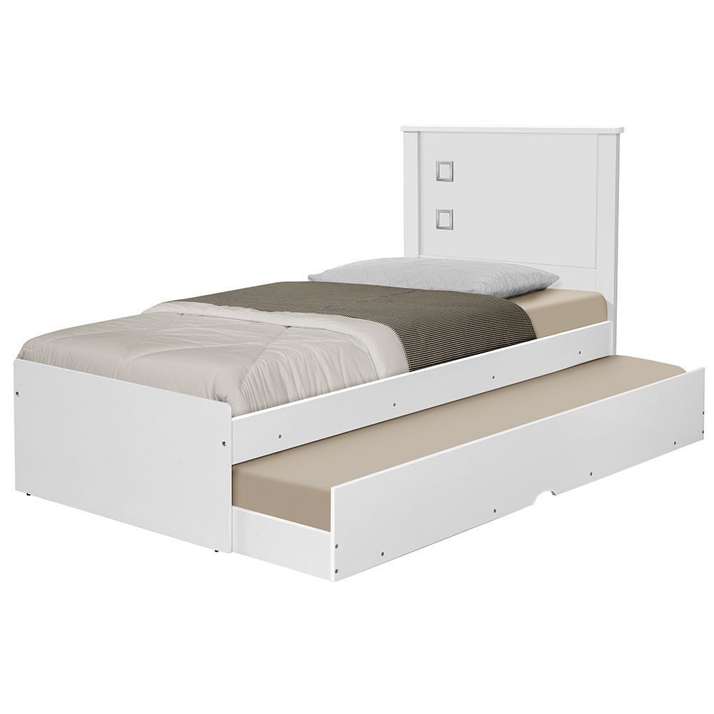 Cama Solteiro Bibox Barcelona Flex Branco/ Preto - Tebarrot