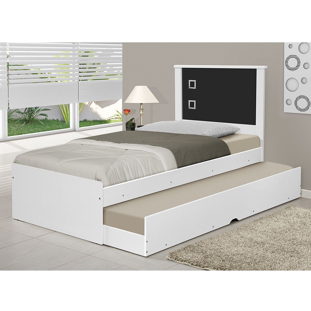 Cama Solteiro Bibox Barcelona Flex Branco/ Preto - Tebarrot