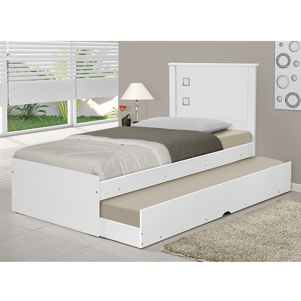 Cama Solteiro Bibox Barcelona Flex Branco/ Preto - Tebarrot