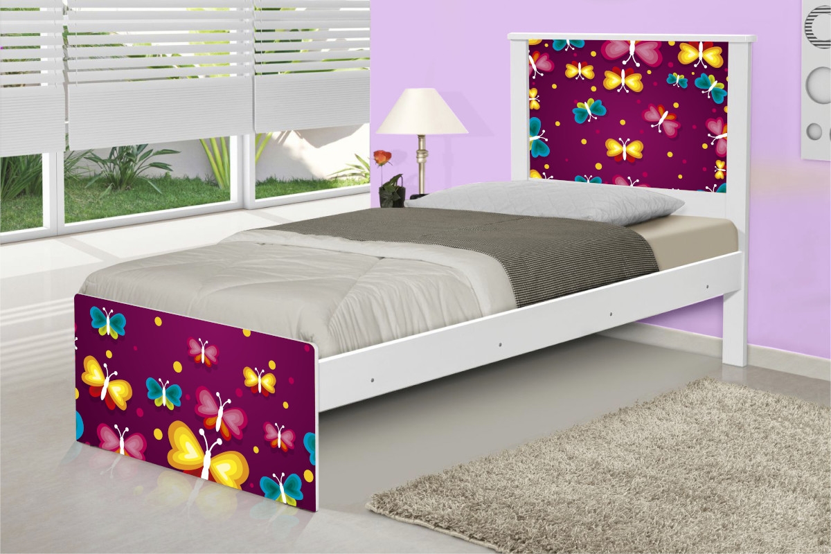Cama Solteiro Borboletas com Colchão
