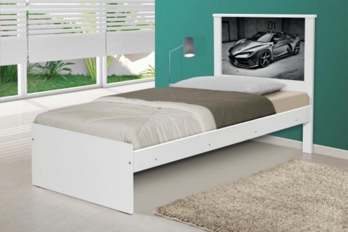Cama Solteiro Carro Sport Chumbo com Colchão
