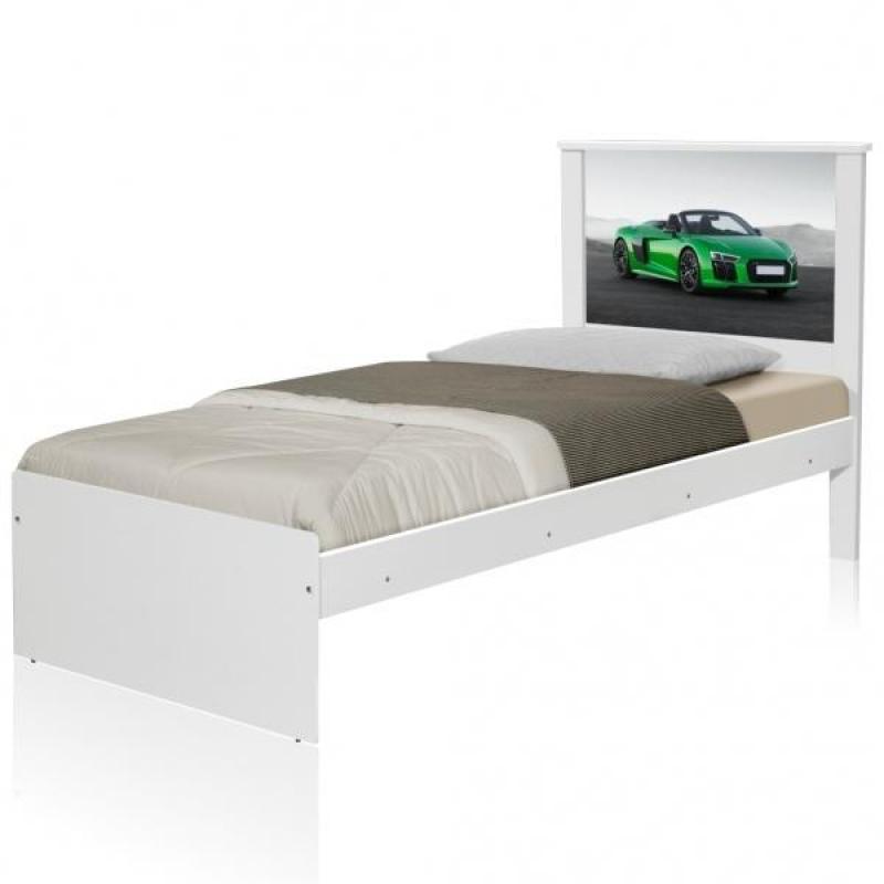 Cama Solteiro Carro Sport Verde com Colchão