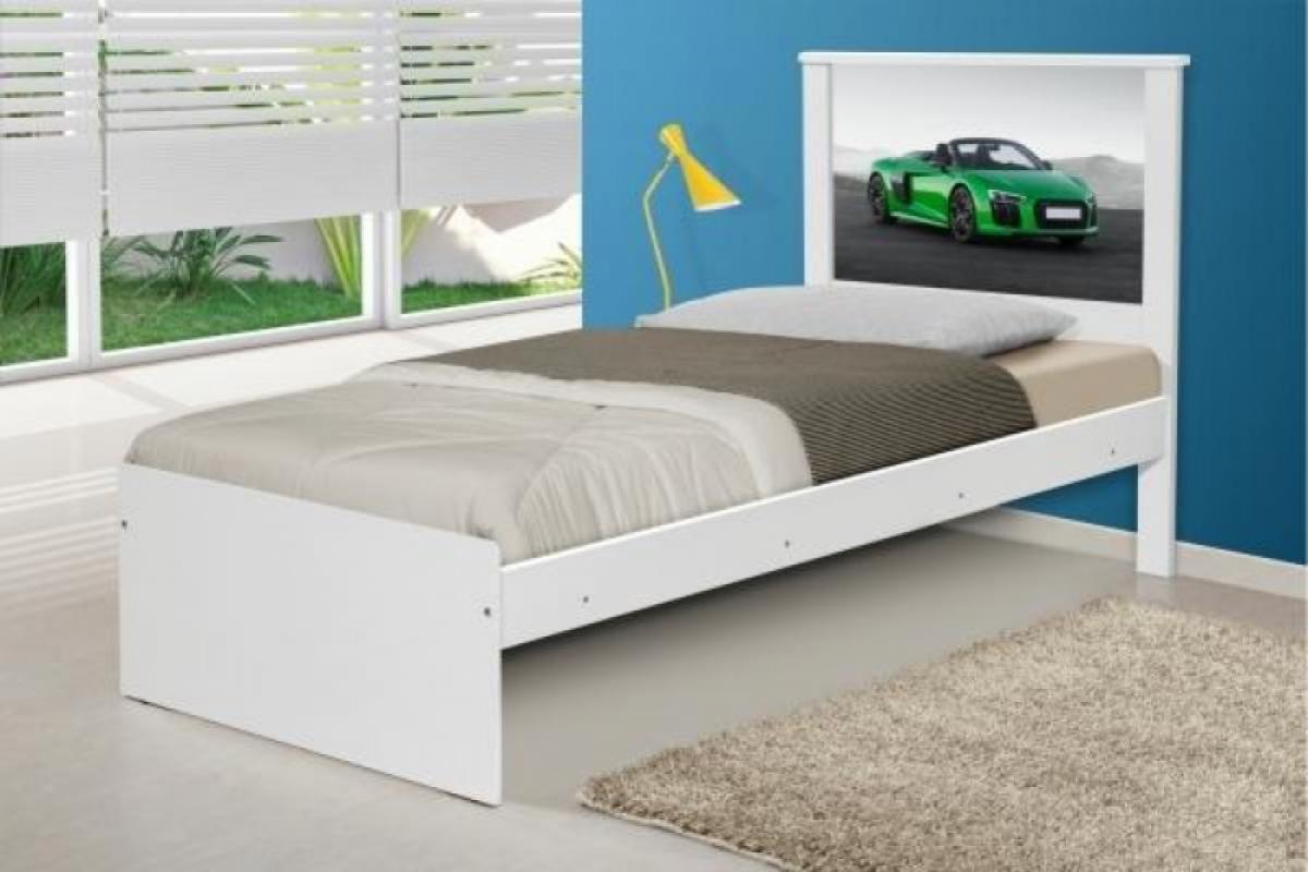 Cama Solteiro Carro Sport Verde com Colchão