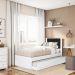 Cama Solteiro Com Auxiliar Barcelona Branco Branco Preto Tebar