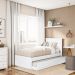 Cama Solteiro Com Auxiliar Barcelona Branco Branco Preto Tebar