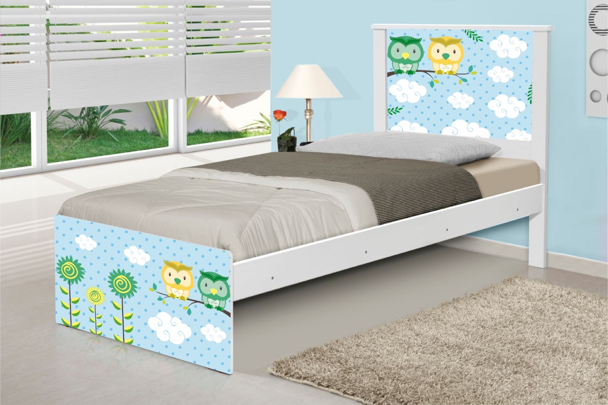 Cama Solteiro Corujinhas com Colchão
