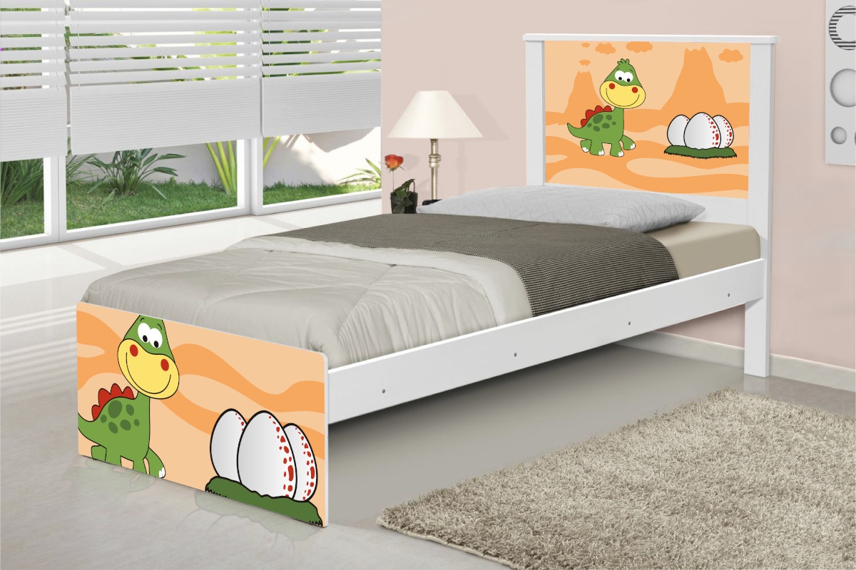 Cama Solteiro Dinossauro Baby com Colchão