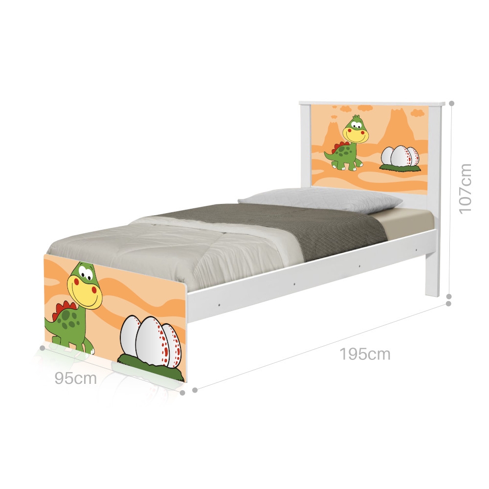 Cama Solteiro Dinossauro Baby com Colchão