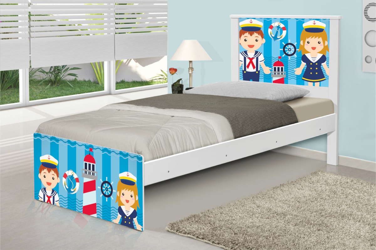Cama Solteiro Marinheiros com Colchão