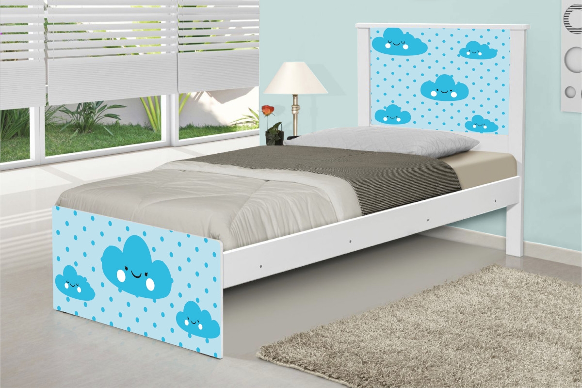 Cama Solteiro Nuvem Menino com Colchão