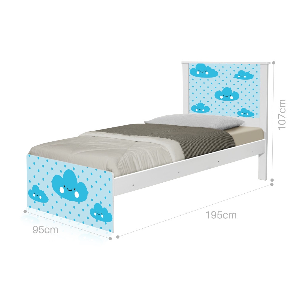 Cama Solteiro Nuvem Menino com Colchão