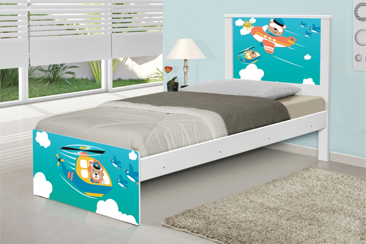 Cama Solteiro Patrulha Animal com Colchão