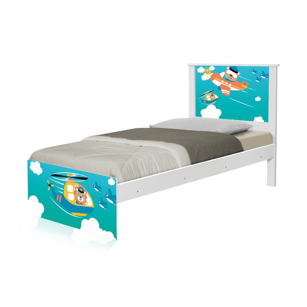 Cama Solteiro Patrulha Animal com Colchão
