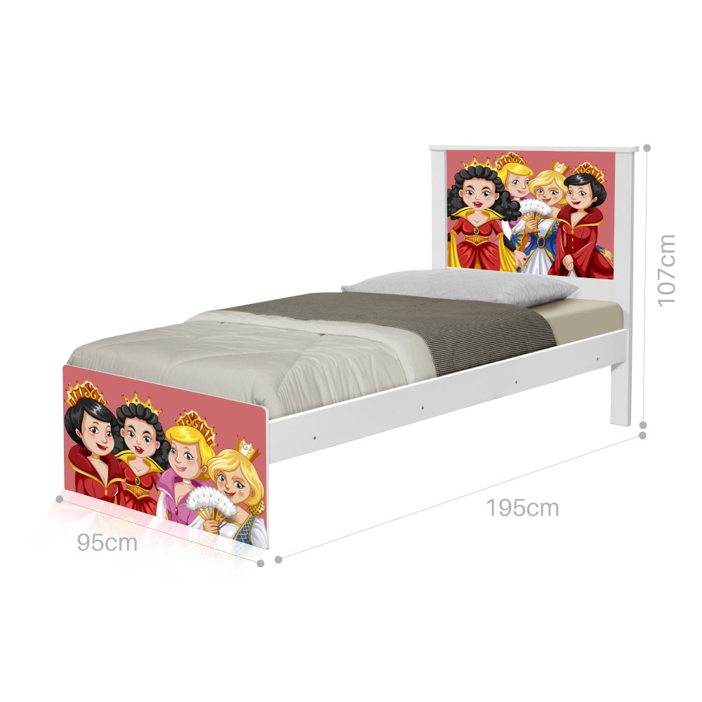Cama Solteiro Princesas Medievais com Colchão