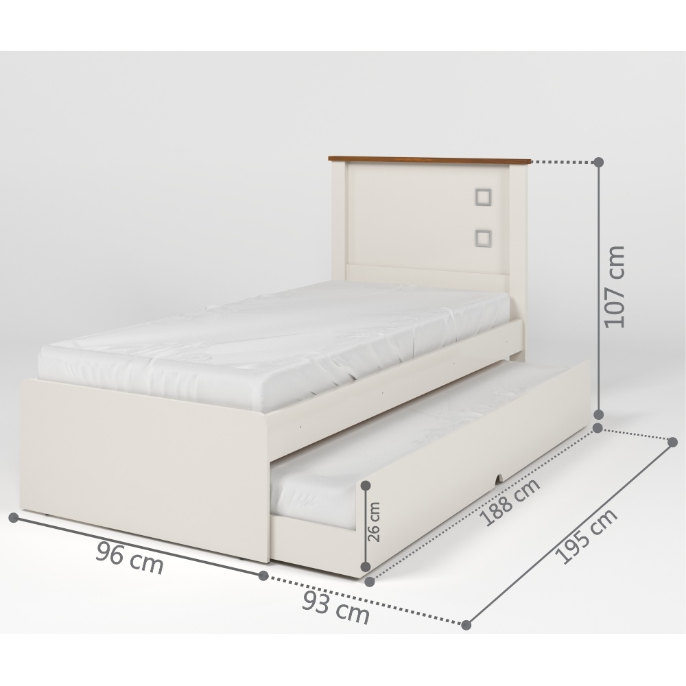 Cama Solteiro Roberta Auxiliar Off White Madeira