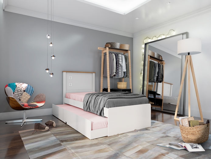 Cama Solteiro Roberta Auxiliar Off White Madeira
