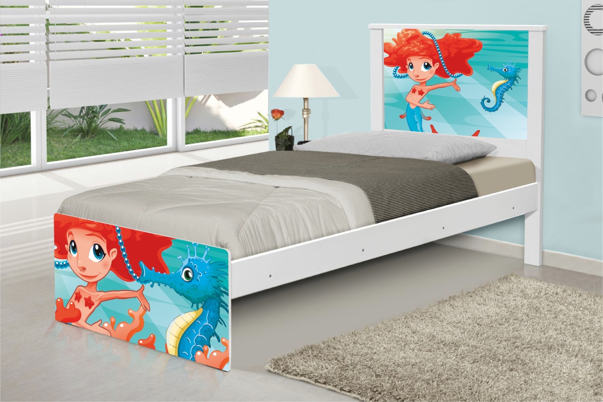 Cama Solteiro Sereia Ruiva com Colchão
