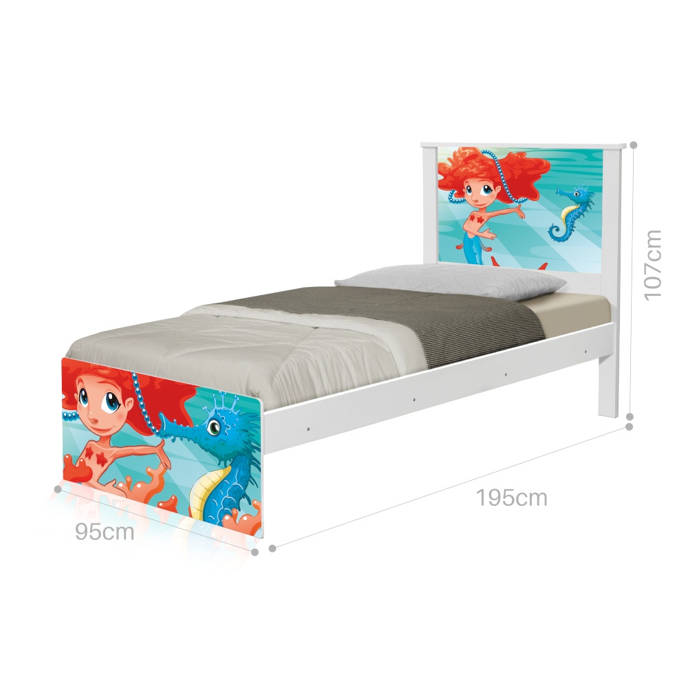Cama Solteiro Sereia Ruiva com Colchão