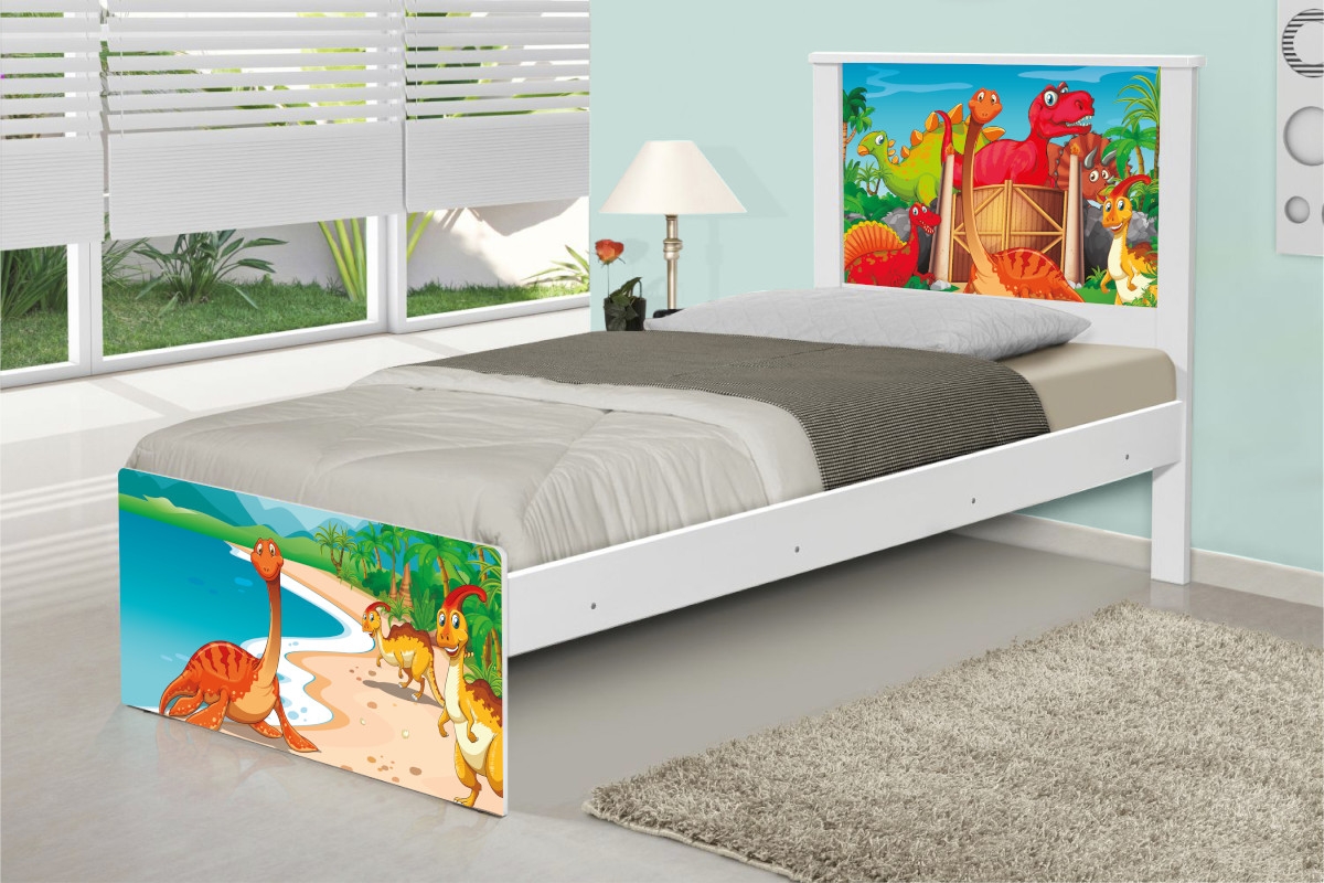 Cama Solteiro Terra dos Dinossauros com Colchão