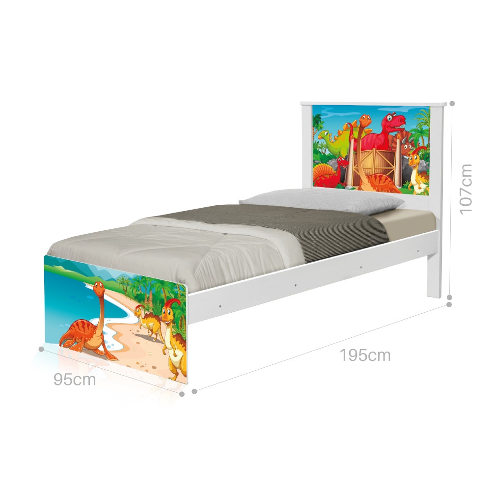 Cama Solteiro Terra dos Dinossauros com Colchão