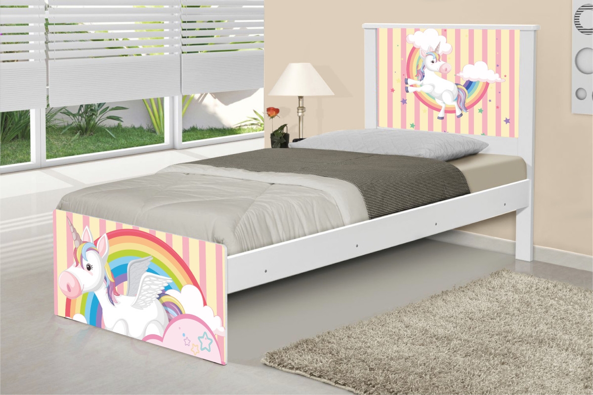 Cama Solteiro Unicórnio Meigo com Colchão