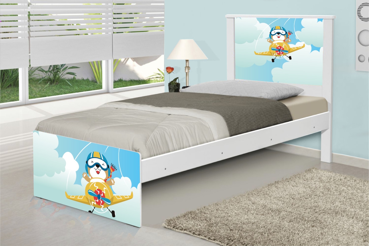 Cama Solteiro Ursinho Patrulheiro com Colchão