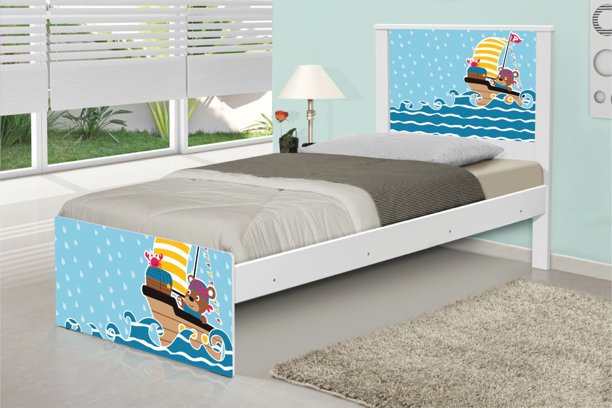 Cama Solteiro Ursinho Pirata com Colchão