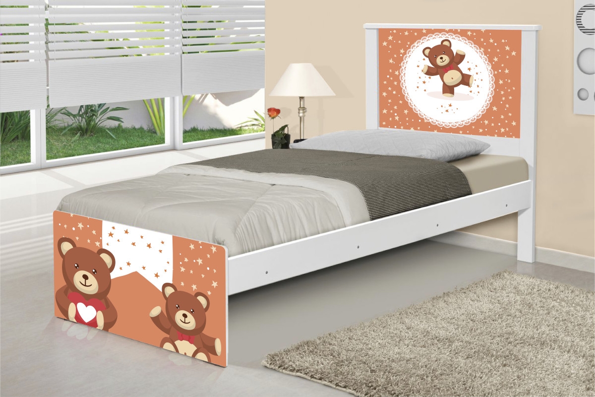Cama Solteiro Ursinhos de Pelúcia com Colchão