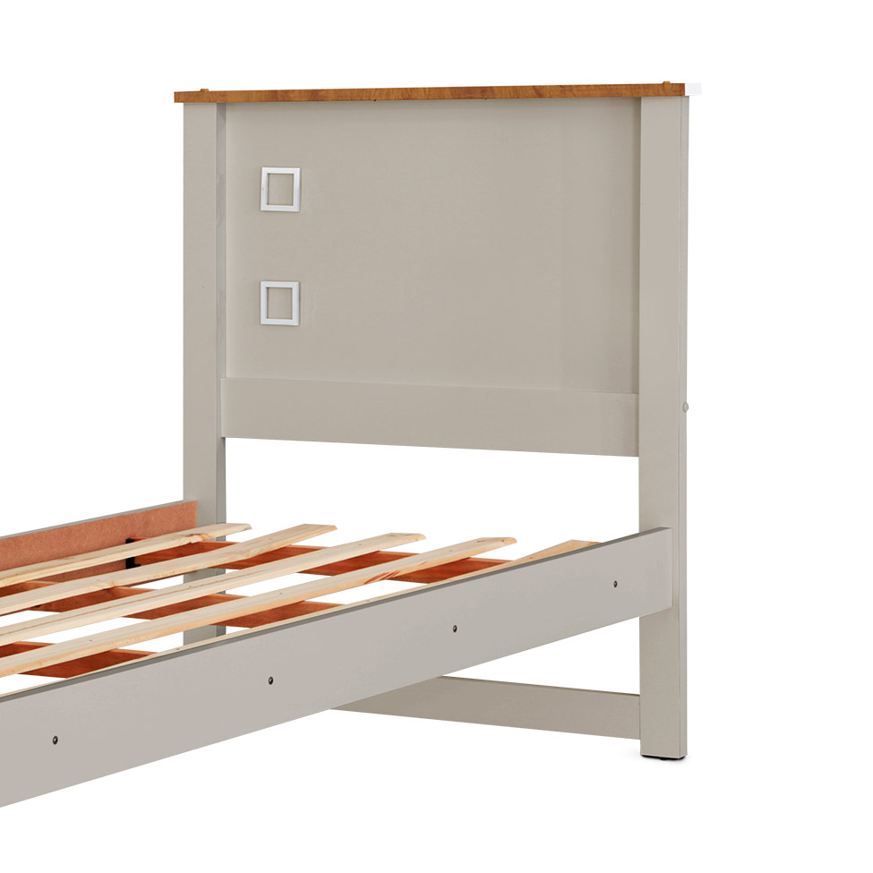 Cama com Cama Auxiliar Barcelona Off White e Madeira