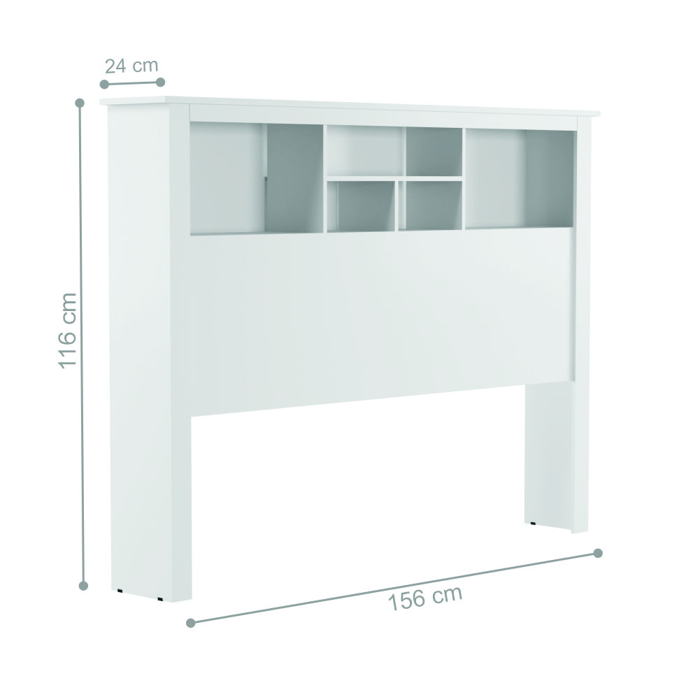 Conjunto de Cabeceira com Mezanino Lateral Lincoln Branco Nature