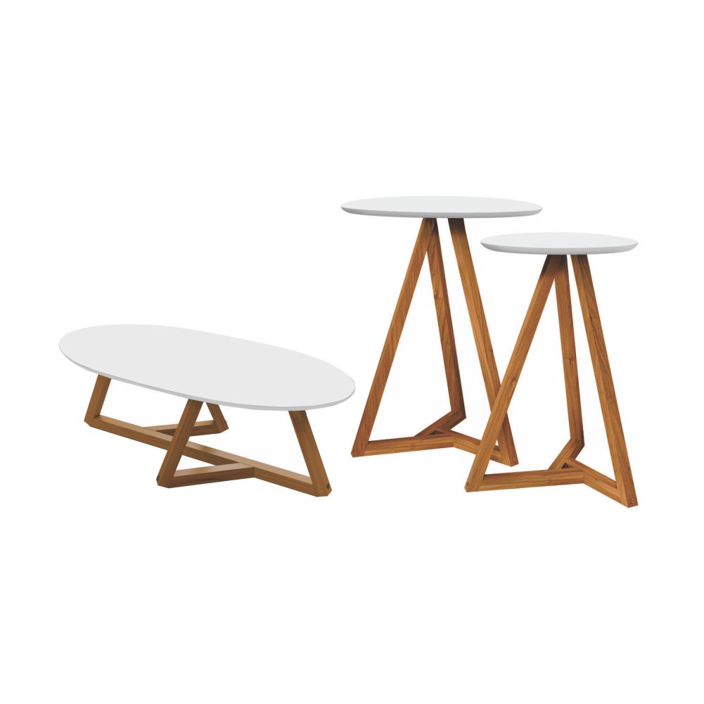 Conjunto de Mezanino Lateral com Mesa de Centro Turim Branco Nature