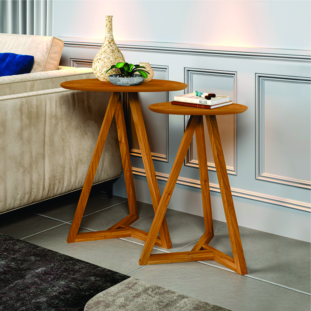 Conjunto de Mezanino Lateral com Mesa de Centro Turim Nature