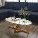 Conjunto de Mezanino Lateral com Mesa de Centro Turim Off White Nature