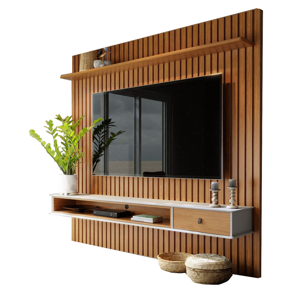 Home Para Sala De Estar 250cm TV 75 Polegadas 61X Off White Nature Tebar