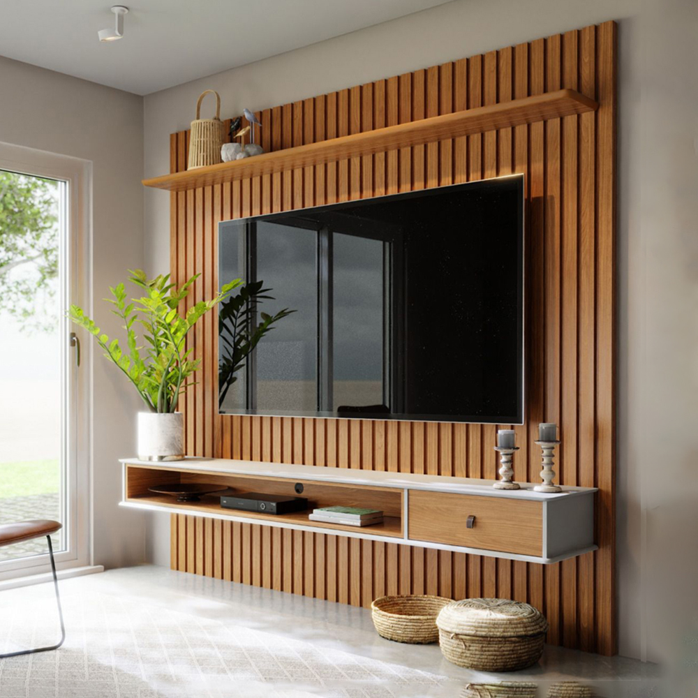 Home Para Sala De Estar 250cm TV 75 Polegadas 61X Off White Nature Tebar