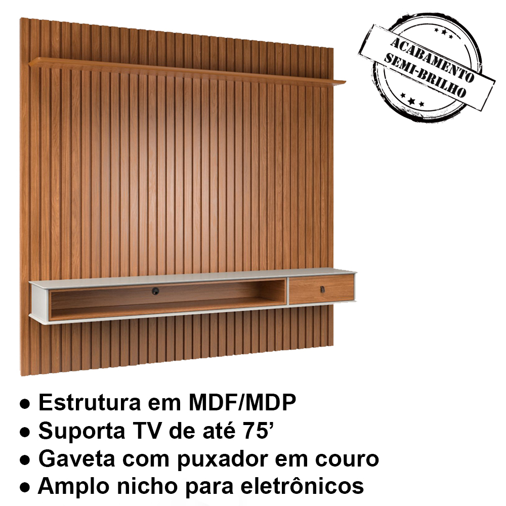 Home Para Sala De Estar 250cm TV 75 Polegadas 61X Off White Nature Tebar