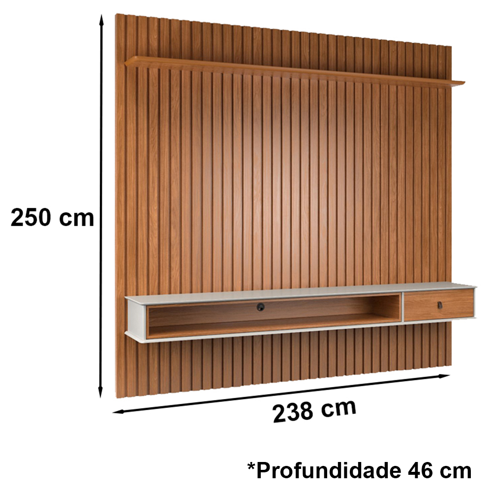 Home Para Sala De Estar 250cm TV 75 Polegadas 61X Off White Nature Tebar