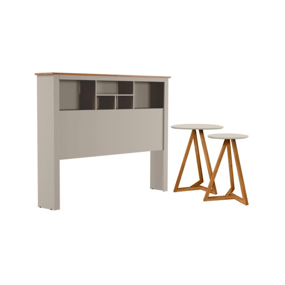Jogo de Cabeceira com Mezanino Lateral Cambridge Off White Nature