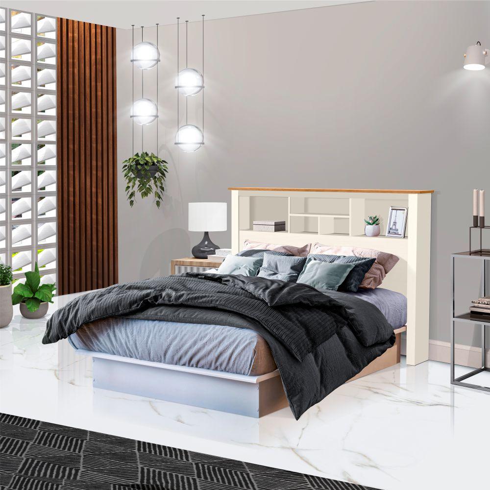 Jogo de Cabeceira com Mezanino Lateral Cambridge Off White Nature