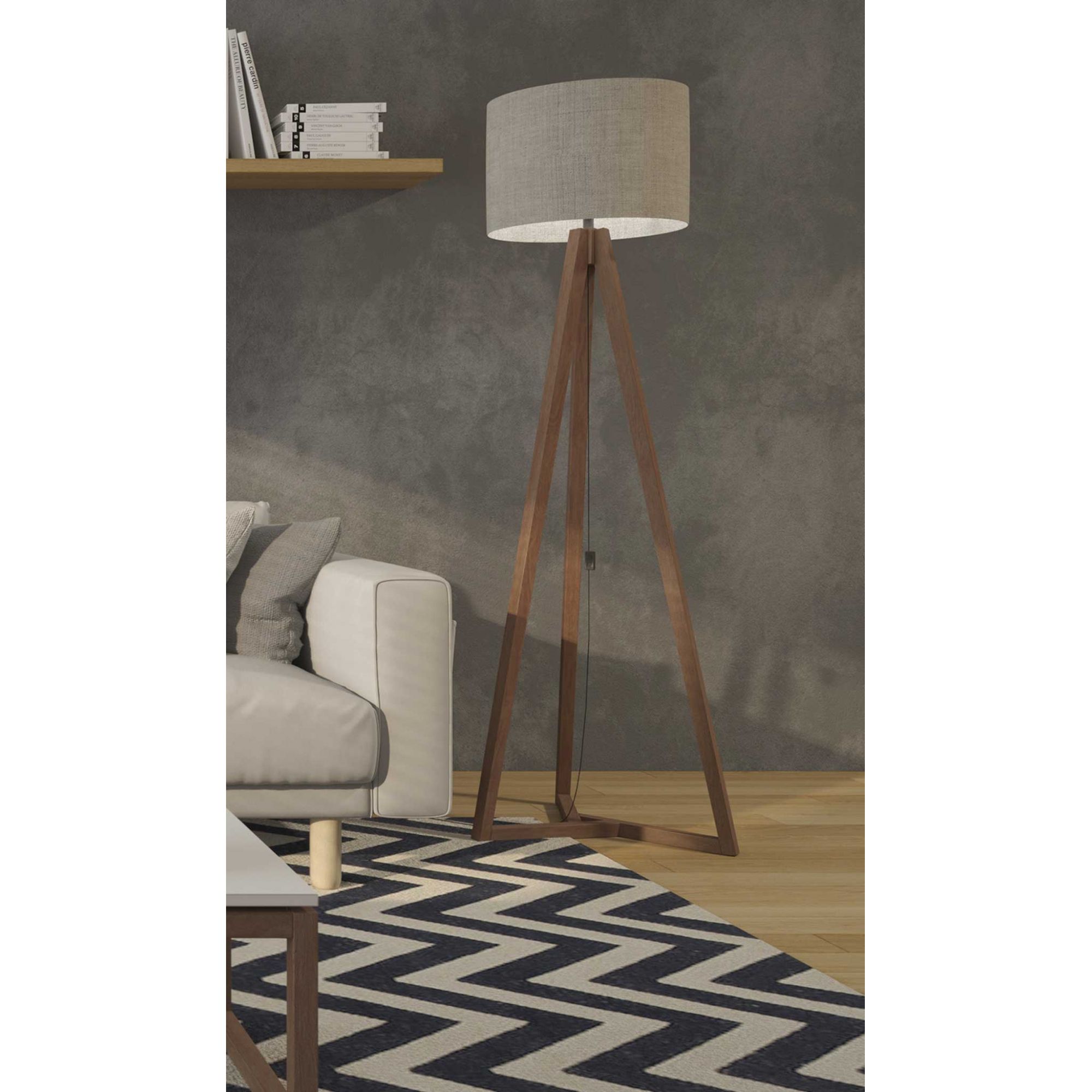 Luminária de Chão Classic Off White com Amêndoa - Tebarrot Móveis