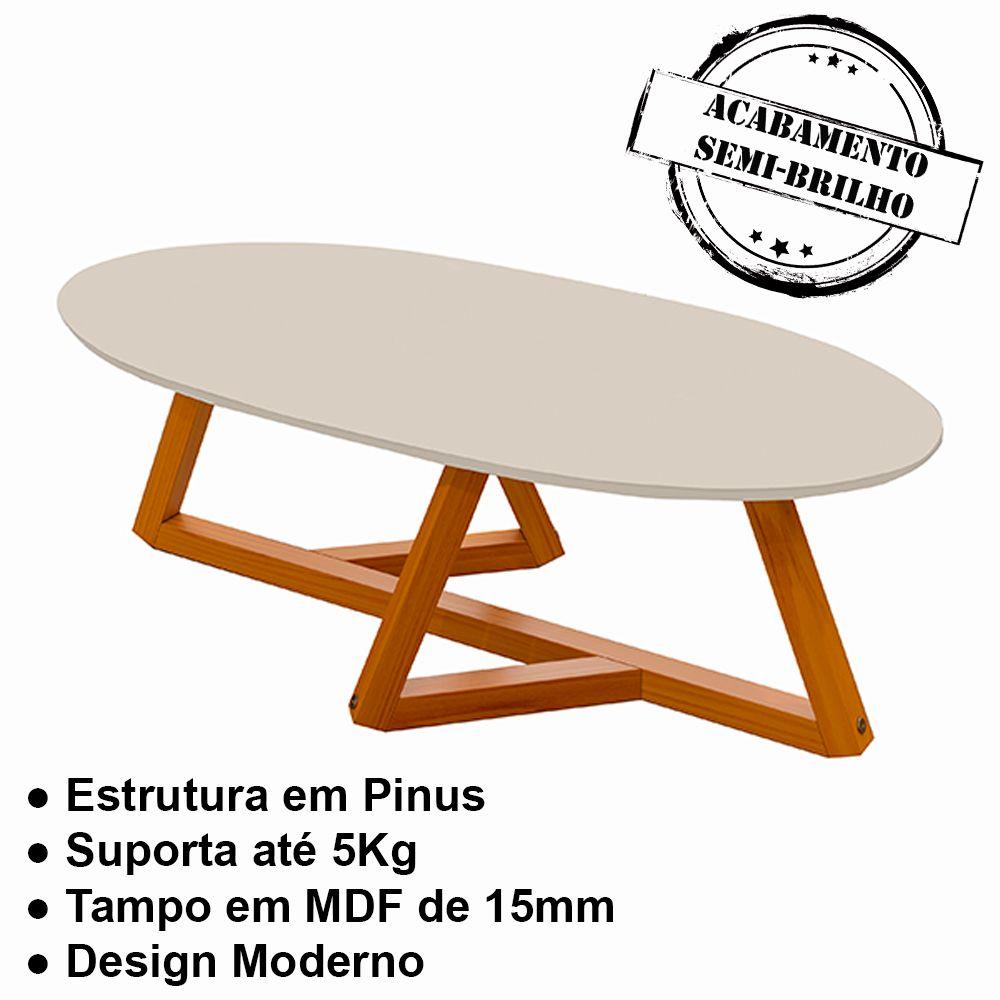 Mesa De Centro Para Sala C393 Off White Nature Tebar