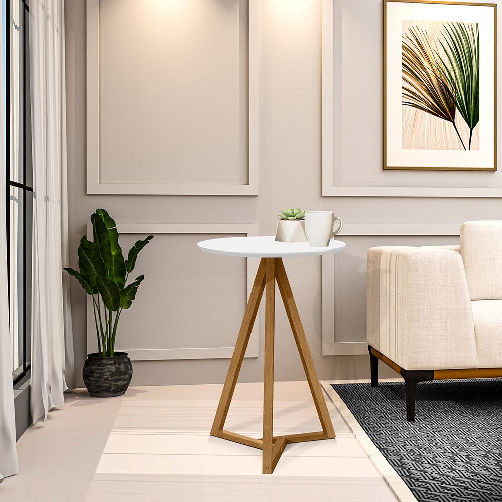 Mesa Lateral Classic Branco/Nature - Tebarrot