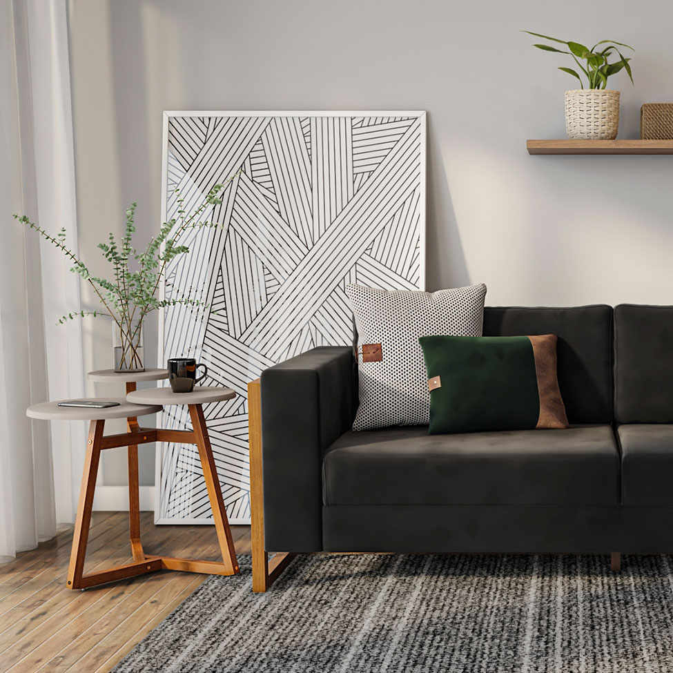 Mesa Lateral Classic Off White e Madeira