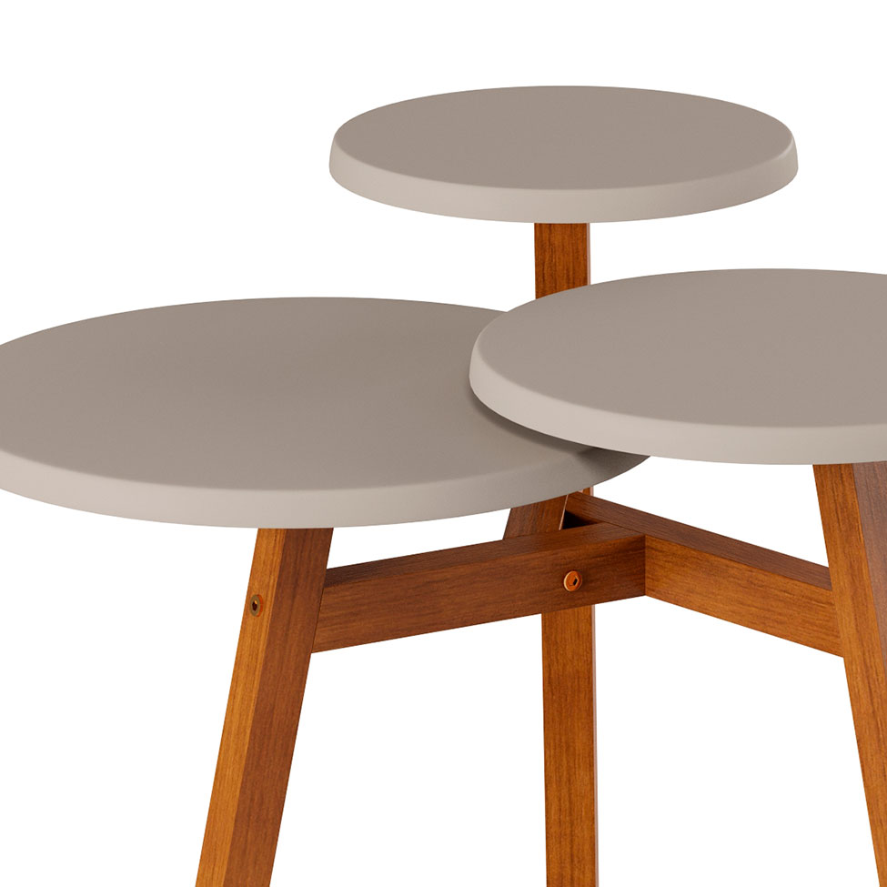 Mesa Lateral Classic Off White e Madeira